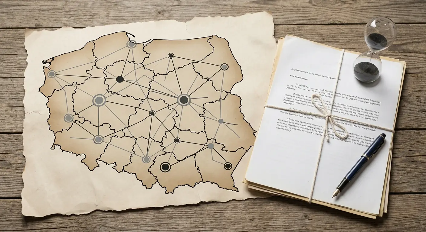 Neutralna ilustracja Polski i dokumentów regulacyjnych